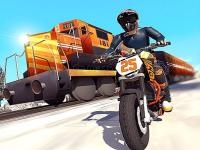 Tricky bike stunt vs train racing game
