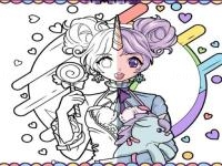 Anime girls coloring book: pop manga coloring